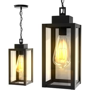 Outdoor Pendant Light Fixture Waterproof Outdoor Hanging Porch Light Anti-Rust Exterior Hanging Outdoor Lantern for Porch Yard Front Door Garage Balcony Patio Garden - 2 Pack