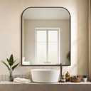 Delma Bathroom Vanity Mirror,36" x 30" Black Metal Framed Wall Mirror for Over Sink, Living Room, Bedroom,Entryway Decor