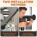 Tension Curtain Rod 45-148 In, Black Heavy Duty Outdoor Curtain Rod for Patio, Extra Long Shower Curtain Rods No Drilling for Bathroom, Adjustable Spring Tension Rod for Window, Never Rust