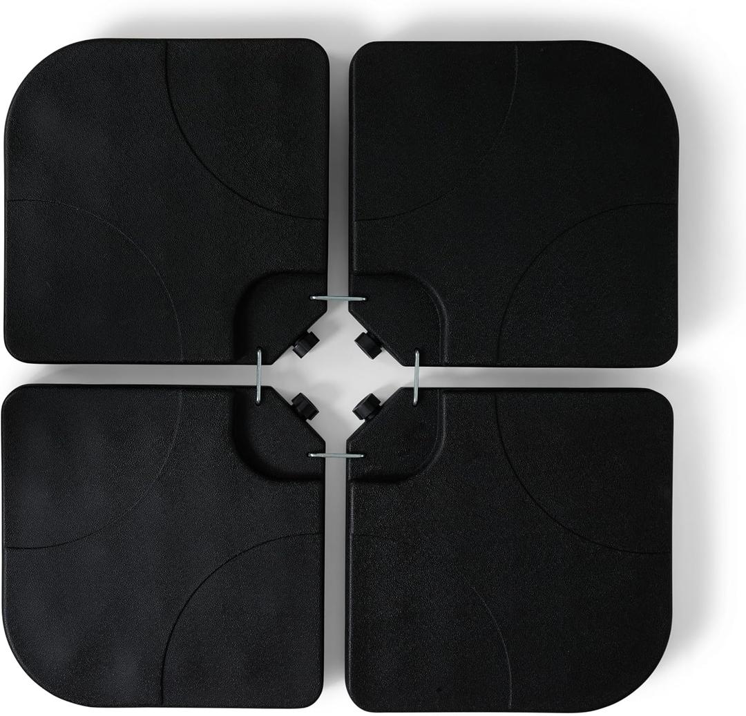 Backyard Expressions 4-Piece Offset Umbrella Base Weight Set Fill with Water or Sand for Up to 170 lbs Heavy-Duty Resin Plates with Carry Handles, Fits Most Cantilever Umbrellas, Black