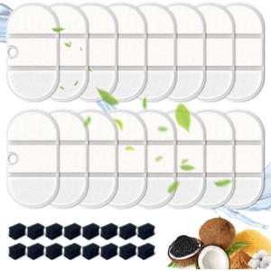 32 Packs for Petlibro Cat Water Fountain Filters Replacement, Compatible with PETLIBRO Capsule Cat Water Fountain PLWF002 (16 Replacement Water Filter + 16 Pre-Filter Sponges)