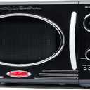 Nostalgia Retro Countertop Microwave Oven - Large 800-Watt - 0.9 cu ft - 12 Pre-Programmed Cooking Settings - Digital Clock - Kitchen Appliances - Black