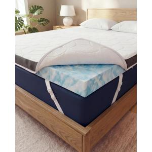 Memory Foam Mattress Topper with Cooling Cover - 3 Inch Cooling Gel Mattress Topper - Extra Plush Thick & Comfortable - Queen Size Mattress Pad with Washable Cover - Pressure & Pain Relief Bed Topper