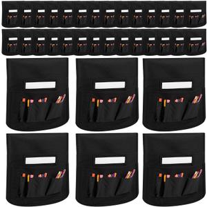 Tisancy 48 Pcs Chair Pockets for Classrooms 18.9'' Classroom Organizer Chair Bag with 6 Pockets and Name Tag Holder Back of Organizer for Christmas Kid Student School Storage Gift Supply(Black)