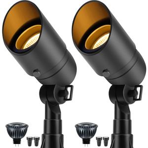Gardencoin Low Voltage Landscape Spotlight, 12V LED Outdoor Landscape Lighting, Landscape Spot Lights Wired for Garden and Yard, Aluminum Up Lighting Fixture with 5W MR16 Replaceable Bulb (2 Pack)