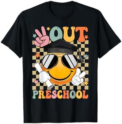 Retro Peace Out Preschool Smile Face Last Day Of School T-Shirt 4T Gray