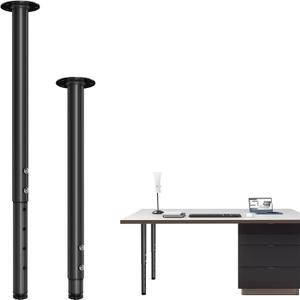Adjustable Metal Desk Leg 21~36 Inch, Adjustable Metal Table Legs, Home Office DIY Furniture Leg Set, for Computer Desk Dining Table Office Desk (2, Black)