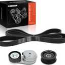 A-Premium Serpentine Drive Belt Kit with Tensioner & Idler Pulley Compatible with Dodge & Chrysler Cars - Charger 2006-2010, Challenger 2009-2010, Magnum 2005-2008, 300 2006-2010 - 3.5L
