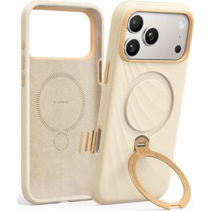 TORRAS Q3 Wind Flow for iPhone 17 Pro Case Silicone, Fit for MagSafe, Magnetic 360 Spin Stand with Camera Control, Liquid Silicone Rubber Soft Phone Case for iPhone 17 Pro 6.3'', Cream Sand