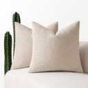 MIULEE 20x20 Inch Decorative Pillow Covers for Couch Bed Set of 2 Textured Boucle Neutral Throw Pillows Oatmeal Accent Solid Cushion Pillowcase Cozy Soft Chair Sofa Livingroom Home Decor