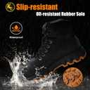 Mens work boots Composite Toe Boots for Men Genuine Leather Rubber Sole No Slip Waterproof Shoes Industrial & Construction Safety boots (Black), 9.5