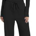 2 Piece Lounge Sets for Women Fall Outfits Long Sleeve Wide Leg Tracksuits Womens Two Pcs Casual Matching Loungewear Set (Medium, Black)