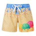 Cozople Boys Yellow Swim Trunks3D Printed Ice Cream Drip Bathing Suit with Compression Liner Quick Dry UPF 50+S wim Shorts Breathable Beach Board Shorts 5-6 Years