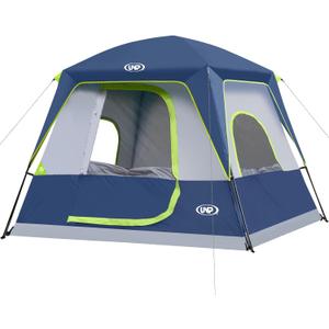 UNP 2/4/6/8 Person Tent, Portable Cabin Tent, Camping Tent 4-Person Easy Set Up, Waterproof with Top Rainfly for Outdoor Camping/Hiking (Dark Blue)