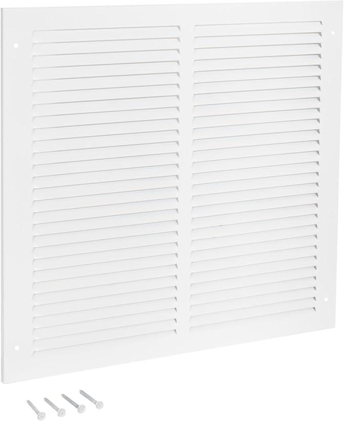 EZ-FLO 12 x 12 Inch (Duct Opening) Return Air Vent Cover for Wall or Ceiling, Solid Steel Return Air Grille, HVAC Vent Cover, White, 61627