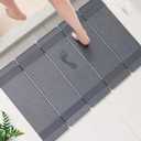Stone Bath Mat, Super Big, 20"x32", Foldable, Multifunctional, Dark Gray Bathroom Mat for Shower