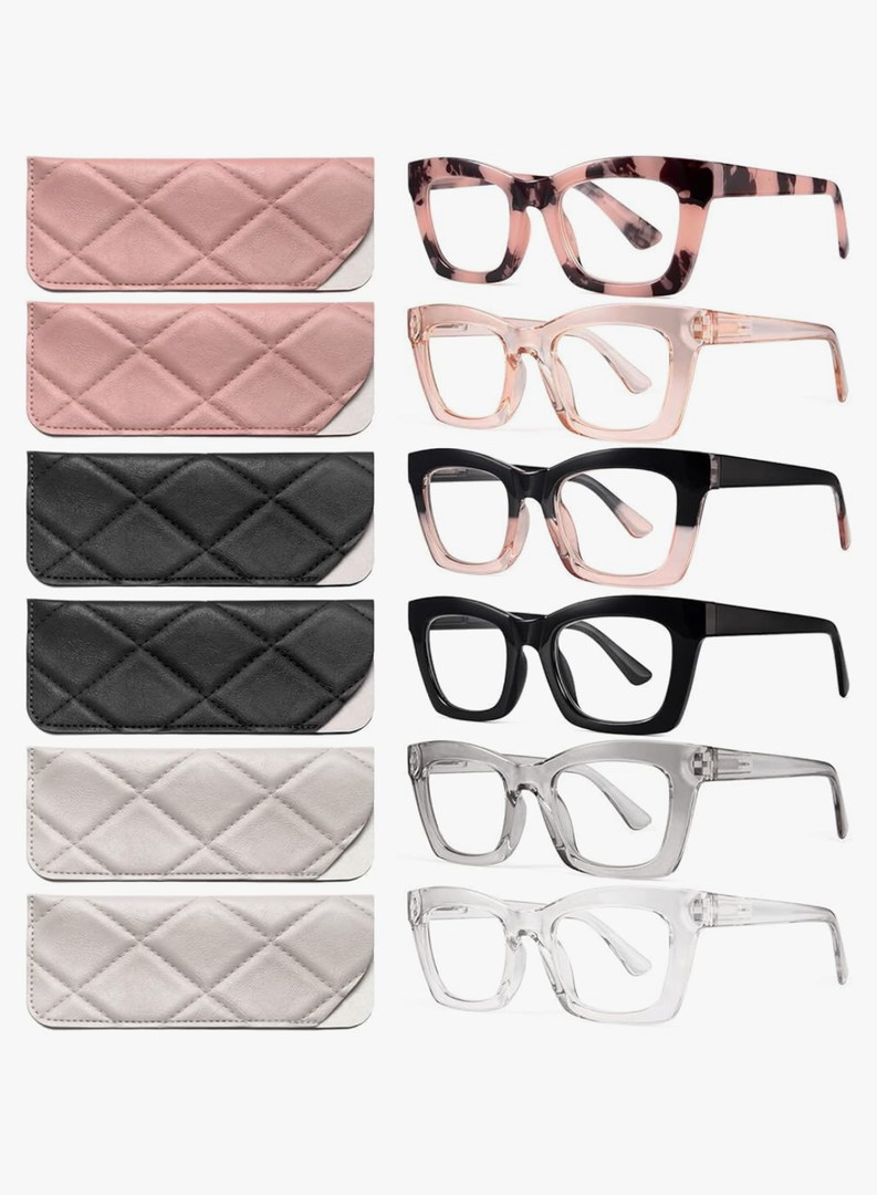 CCVOO 6 Pack Oprah Reading Glasses for Women, Eyeglasses, Blue Light Readers for Women, Computer Eye Glasses, Cheaters +1.75