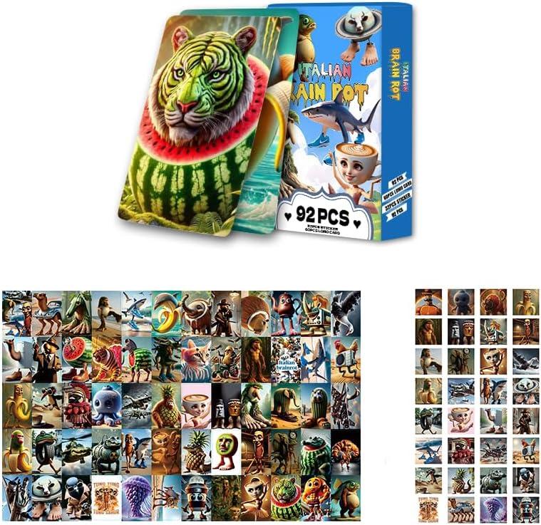 New 92PC Official Italian Rot Cards Collection, Tralalero Tralala and Tung Tung Tung Sahur,No Duplicates Any Combination, at Least 1 Secret Rare (92 Cards per Box)