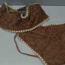 ZAFUL Women's High Cut Bandeau Bikini Set Strapless Solid Color 2 Pieces Bathing Suit Swimsuit (Medium, 14-brown)