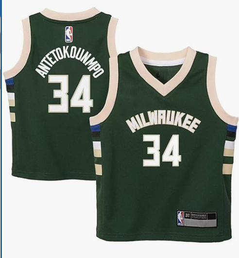 Giannis Antetokounmpo Milwaukee Bucks NBA Toddler Boys 24 Green Icon Edition Player Jersey (Size 3T)