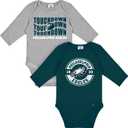 Gerber NFL unisex-baby Nfl 2-pack Long Sleeve Onesie Bodysuit (0-3 Months, Eagles)