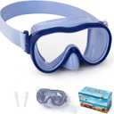 Kids Swim Goggles, Anti-Leak Snork Mask with Nose Cover & Elastic Fabric Strap, UV Protection Swimming Goggles for Kids Boys Girls (Blue)
