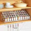 BOIVSHI Spice Organization for Cabinet, Spice Rack Organizer, Spice Rack Organizer for Cabinet, Depth Adjustable Seasoning Organzier Organizer for Cabinet, Countertop, Pantry, Metal, White (2 Pack)