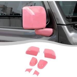 Side Mirror Cover, Rearview Mirrors Decoration Trim Kit Fit for 2018-2026 Jeep Wrangler JL JLU & Gladiator JT(Pink)