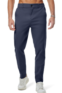 Men's Chino Pants Casual Elastic Waist Tapered Golf Trousers, Large