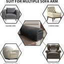ANARACHON Leather Look Couch Arm Covers Set of 2 Armrest Covers for Sofa Chair Arm Protectors Stretch Armchair Slipcovers with Pockets Washable Spandex Fabric (Large, Dark Grey)