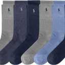 Polo Ralph Lauren Men's Classic Sport Performance Cotton Crew Socks 6 Pair Pack, Denim, Men's Shoe Size 6-12.5