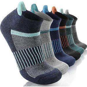 6 Pairs Merino Wool Ankle Running Hiking Socks Compression Support Breathable Thick Cushion No Show Socks for Women Men M