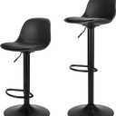 Bar Stools Set of 2, Swivel Barstools with Footrest and Ergonomic PP Back, Counter Height Adjustable Modern Counter Stools for Kitchen, Black