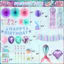 Mermaid Birthday Party Decorations - Theme Supplies Include Banner, Balloons, Paper Fans, Curtains, Sash, Headband for Cake and Party Decor