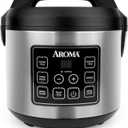 Aroma Housewares 20 Cup Cooked (10 cup uncooked) Digital Rice Cooker, Slow Cooker, Food Steamer, SS Exterior (ARC-150SB),Black