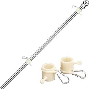 7FT Flag Pole Kit,Stainless Steel Heavy Duty American US Flagpole, Rustproof for Outdoor Garden Roof Walls Yard (Without Bracket) (Silver)