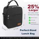 Femuar Lunch bag for Men Women Adults Small for Office Work Picnic - Reusable Portable Lunchbag, Black