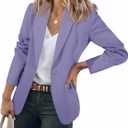 Cicy Bell Women's Casual Blazers Open Front Long Sleeve Work Office Suit Jackets Blazer (Large, Blue Purple)