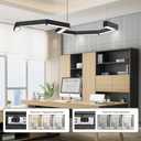 16FT LED Linear Light, 200W Pendant Light Fixtures, 0~10V Remote Switch, 3000K 4000K 6000K Color Changing Function, Combination Black Ceiling Shop Light, Suspended Office Lighting Fixture, 4.8m