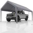 10x20ft Carport Replacement Canopy Cover, Heavy-Duty 220G Waterproof, Outdoor Garage Top Tent for Cars/Trucks/Boats, UV & Wind-Resistant PE Fabric, White, (Top Cover ONLY, Frame Not Included) (Gray)
