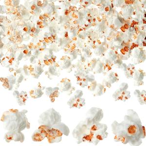 Junkin 140 Pieces Fake Popcorn Decor Resin Artificial Miniature Popcorn Resin Food Props Pendant for Keychain Earring Making DIY Birthday Party Photo Props Small Models (White)
