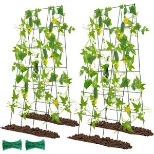 48" Hx 18" L Cucumber Trellis for Garden A Frame Plant Support for Raised Bed, Outdoor Indoor Plant Garden Trellis for Climbing Plants (2 Packs)