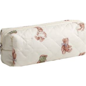 Quilted Makeup Pouch, Cotton Puffy Makeup Bag, Coquette Cosmetic Bag for Women and Girls, Aesthetic Organizer Bag, Cute Flower Travel Toiletry Bag (Pink rose)