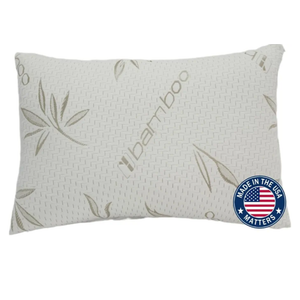 Green Leaf Collection - Shredded Memory Foam Pillows, Back & Side Sleepers, Adjustable with Zipper Green Viscose of Bamboo Cover, Soft Bed Pillow for Sleeping, Made in USA (18x27)