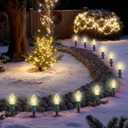 Christmas Pathway Lights Outdoor,38FT 25 Pcs Warm White Extendable Waterproof Walkway Lights with C9 Clear Bulbs and Stakes for Outdoor Yard Porch Driveway Backyard Christmas Decorations