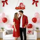 6 x Valentines Day Decorations, Valentines Day Red Truck Door Decor, Wooden Door Hanging Sign, Valentines Day Door Hanger Farmhouse Front Door Decorations for Home Porch, Wall, Outdoor