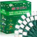 Enhon Slow Twinkling Christmas Light, 100 Lights 35 Ft Twinkle Pulsing Christmas, 5mm LED Wide Angle Soft Random Shimmering Set with Green Wire(Cool White,1 Pack) (Cool White)
