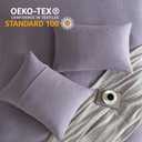 SE SOFTEXLY Muslin Duvet Cover Queen Size, 100% Washed Cotton Duvet Cover Set, Ultra Soft Comforter Cover Linen Like, 3 Pieces Minimalist Gauze Duvet Cover with 2 Pillowcases, 90"x90", Purple Grey