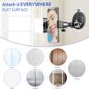 LenTok Suction Cup Mirror Phone Holder with Light, Travel Wall Phone Camera Mount for Makeup Content Creator Essentials, Mirror Tripod for Bathroom Kitchen Compatile with All Smooth Surface