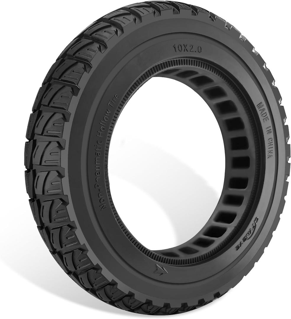 GYL 10 Inch Solid Tire: 10x2.0/2.125 Electric Scooter Rubber tyre, 50/75-6.1 Tubeless Tyre for Xiaomi M365/Gotrax G4/xr/v2 Gotrax Tire Replacement 10 In Offroad Front Rear Wheel Black 1 Pcs